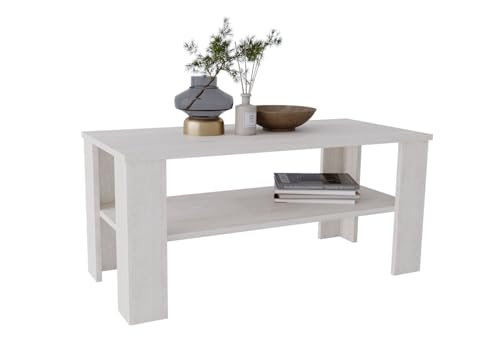 CraftPAK Couchtisch aus hochwertigem Holz, Stabiler & moderner Wohnzimmertisch mit zusätzlicher Ablagefläche, Farbe Kiefer Beige von CraftPAK