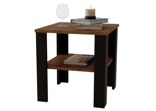 CraftPAK Couchtisch aus hochwertigem Holz, Stabiler & moderner Wohnzimmertisch mit zusätzlicher Ablagefläche, Farbe Retro Schwarz von CraftPAK