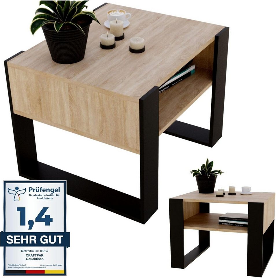 CraftPAK Couchtisch aus hochwertigem Holz mit Ablagefläche 53,6T x 65B x 45H cm (1 Tisch), Couchtisch für Wohnzimmer von CraftPAK