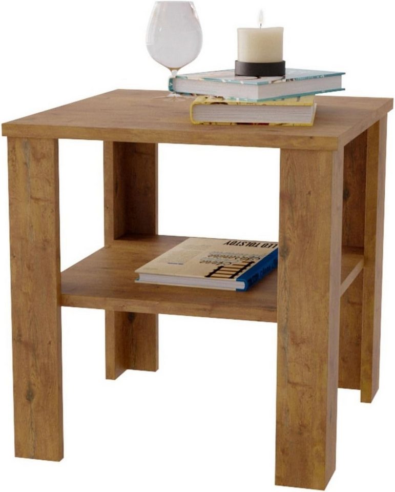 CraftPAK Couchtisch aus hochwertigem Holz mit Ablagefläche 53T x 53B x 47H cm (1 - Tisch), moderner und stabiler Wohnzimmertisch von CraftPAK