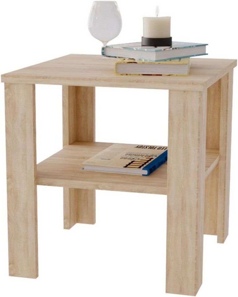 CraftPAK Couchtisch aus hochwertigem Holz mit Ablagefläche 53T x 53B x 47H cm (1 - Tisch), moderner und stabiler Wohnzimmertisch von CraftPAK