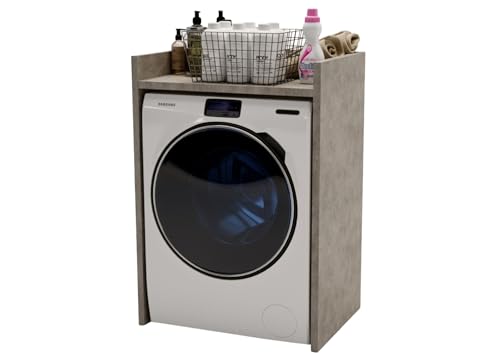 CraftPAK Waschmaschinenschrank geeignet für Waschmaschine & Wäschetrockner, Waschmaschinenschrank Überbauschrank, Badezimmermöbel Größe 66x97x48 cm, Farbe Beton von CraftPAK