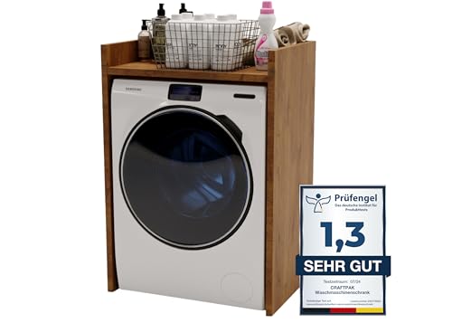 CraftPAK Waschmaschinenschrank geeignet für Waschmaschine & Wäschetrockner, Waschmaschinenschrank Überbauschrank, Badezimmermöbel Größe 66x97x48 cm, Farbe Retro von CraftPAK