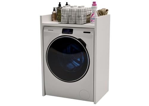 CraftPAK Waschmaschinenschrank geeignet für Waschmaschine & Wäschetrockner, Waschmaschinenschrank Überbauschrank, Badezimmermöbel Größe 66x97x62 cm Farbe Weiß von CraftPAK