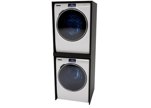 CraftPAK Waschmaschinenschrank geeignet für Waschmaschine & Wäschetrockner | Waschturm| Schrank Waschmaschine für Waschküche - Möbel Größe 66x180x65 cm Farbe Schwarz von CraftPAK