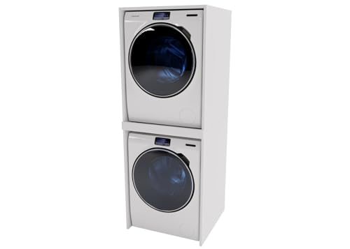 CraftPAK Waschmaschinenschrank geeignet für Waschmaschine & Wäschetrockner | Waschturm| Schrank Waschmaschine für Waschküche - Möbel Größe 66x180x65 cm Farbe Weiß von CraftPAK