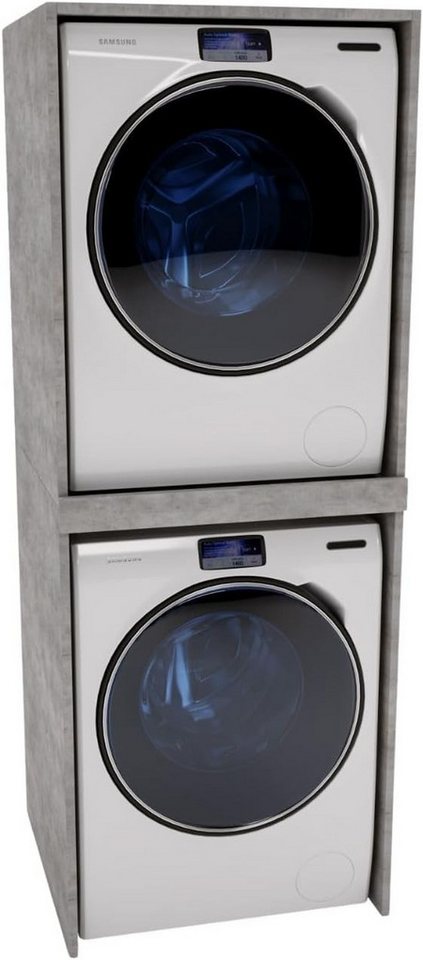 CraftPAK Waschmaschinenumbauschrank Waschmaschinenschrank für Waschmaschine & Wäschetrockner 66x180x65 cm Badmöbel, Umbauschrank für Bad von CraftPAK