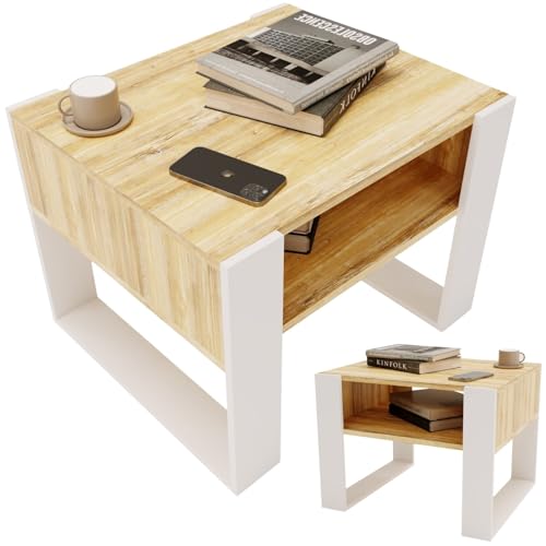 CraftPAK Wohnzimmer Tisch für Couch aus hochwertigem Holz, Stabiler & moderner Couchtisch mit zusätzlicher Ablagefläche, Farbe Weiss von CraftPAK