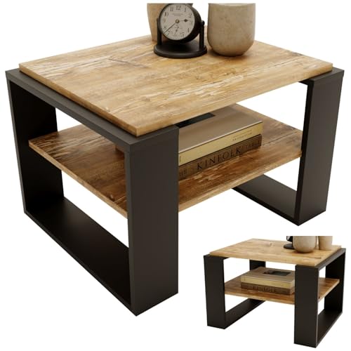 CraftPAK Wohnzimmer Tisch für Couch aus hochwertigem Holzwerkstoff, Stabiler & moderner Couchtisch mit zusätzlicher Ablagefläche, Model Kaja 63, Farbe Schwarz von CraftPAK