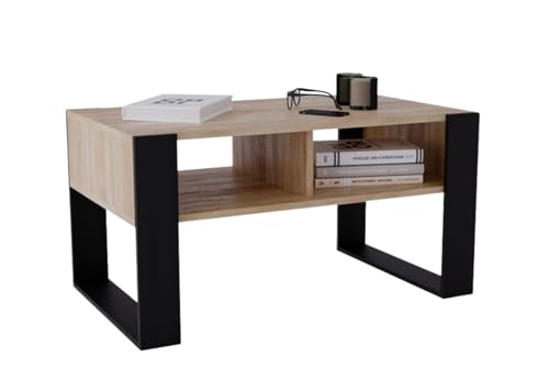 CraftPAK Wohnzimmer Tisch für Couch aus hochwertigem Holzwerkstoff, moderner Couchtisch mit zusätzlicher Ablagefläche, Sofatisch für Wohnzimmer, Couchtisch schwarz bardolino von CraftPAK