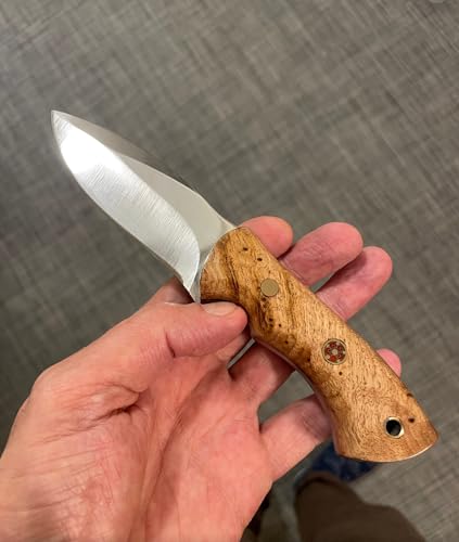 CraftTal Jagdmesser-Taschenmesser 12 cm klinge aus 1075 Kohlenstoffstahl und Kastanienholzgriff -Handgemachtes Campingmesser outdoormesser mit leder Etui von CraftTal