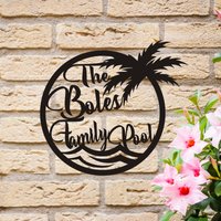 Personalisierte Pool Schild, Metall Wandkunst, Palm Wanddekor, Familienname Schild von CraftWallDecor