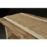 Jute Läufer Tischläufer Hochzeit Rustikale Hochzeitsdeko Juteleinen Rustikaler Spitzenband Shabby Chic Natürliche von CraftWanted