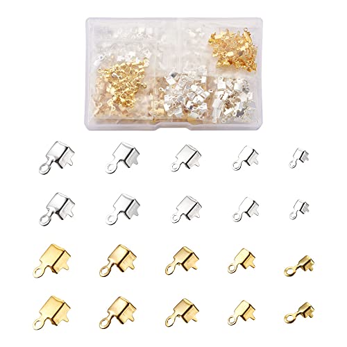 Craftdady 1 Box 500 Stück Messing Cup Chain Ends Strass Cup Chain Connector Silber Gold 5 Größen Findings für Schmuck Ohrringe Charms Herstellung von Craftdady
