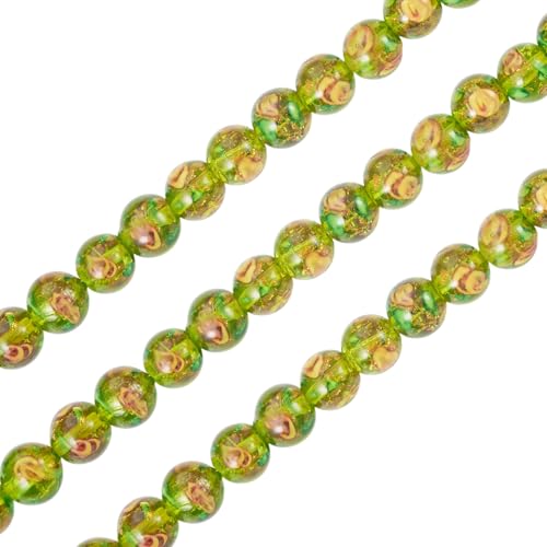 Craftdady 1 Strang Goldsand-Lampwork-Perlen, handgefertigt, Rose, Glasperle, transparent, rund, mit Blumen-Abstandshalter, 10 mm, für DIY-Armbänder, Halsketten, Ohrringe, Schmuckherstellung (Olivgrün) Craftdady 1 Strang Goldsand-Lampwork-Perlen, handgefertigt, Rose, Glasperle, transparent, rund, mit Blumen-Abstandshalter, 10 mm, für DIY-Armbänder, Halsketten, Ohrringe, Schmuckherstellung (Olivgrün) von Craftdady