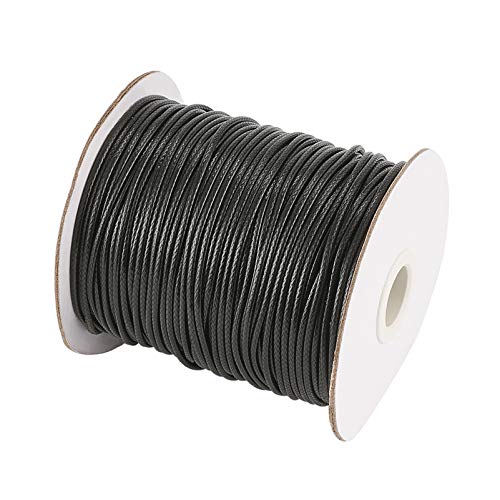Craftdady 100 Meter 2 mm gewachste Polyester-Perlenschnur für geflochtene Makramee-Armbänder Schmuckherstellung (schwarz) von Craftdady
