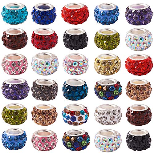Craftdady 100 Stück Abstandsperlen mit Großes Loch, 11-12x7-7.5 mm, Assorted Crystal Strass European Charm Perlen für Schmuckherstellung Craftdady 100 Stück Abstandsperlen mit Großes Loch, 11-12x7-7.5 mm, Assorted Crystal Strass European Charm Perlen für Schmuckherstellung von Craftdady