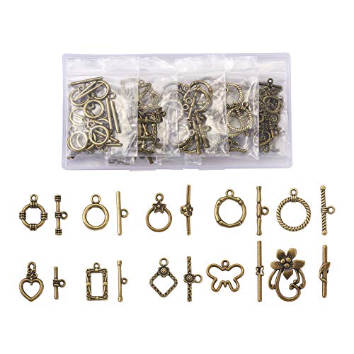 Craftdady 100 Stück tibetischer Stil Knebelverschlüsse O-Ring mit T-Stange Antik Bronze Verschluss Erkenntnisse für Halsketten, Armbänder, Schmuckherstellung von Craftdady