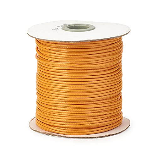 Craftdady 160 Meter 0,5 mm geflochtene gewachste Polyesterkordel zum Selbermachen, Schmuck, Basteln, Makramee-Herstellung, Perlenschnur, Seil mit Spule, Orange von Craftdady