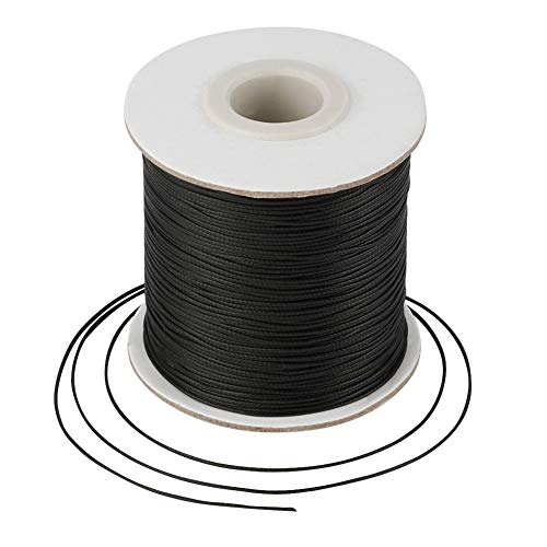 Craftdady 163 m 0,5 mm geflochtene gewachste Polyesterschnur Schnur DIY Schmuck Handwerk Makramee Herstellung Perlenfaden Seil mit Spule, Schwarz von Craftdady