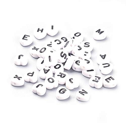 Craftdady 200 Stück Acryl Alphabet Buchstaben Perlen A-Z Herzformen Abstandshalter Perlen für Perlen, Halsketten, Armbänder von Craftdady