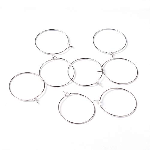Craftdady 50 silberne Weinglas-Charm-Ringe, 30 mm, Messing-Metall, Perlenohrringe für Hochzeit, Party, Dekoration, Schmuckherstellung von Craftdady