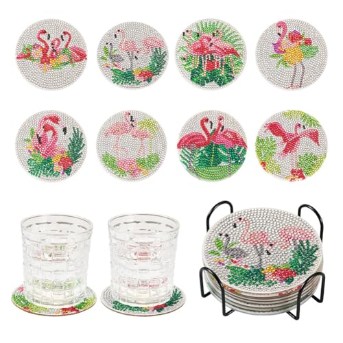 Craftdady 8 x Flamingo-Untersetzer, 5D-Diamant-Malerei-Untersetzer-Set mit Halter zum Basteln, Esstisch, Bar, Kaffee, Weinbar, Party-Dekoration Craftdady 8 x Flamingo-Untersetzer, 5D-Diamant-Malerei-Untersetzer-Set mit Halter zum Basteln, Esstisch, Bar, Kaffee, Weinbar, Party-Dekoration von Craftdady
