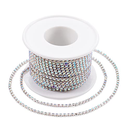 Craftdady Strass-Ketten mit klaren AB-Kristallen, 2,3 - 2,4 mm, für Schmuckherstellung, Halsketten, Armbänder, silberfarben von Craftdady