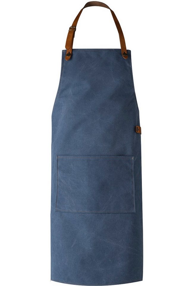 Crafted Leather & Lifestyle Kochschürze Canvas, Blau, (1-tlg), Mit Lederträger von Crafted Leather & Lifestyle