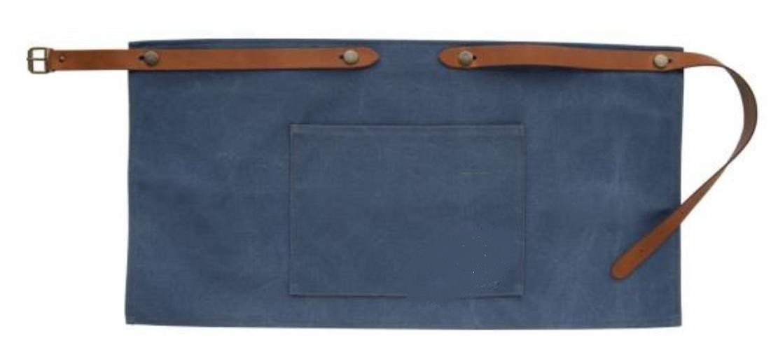 Crafted Leather & Lifestyle Kochschürze Canvas, Kurz, Blau, (1-tlg), Mit Lederträger von Crafted Leather & Lifestyle
