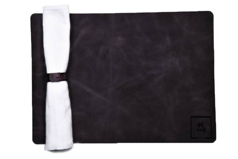 Crafted Leather & Lifestyle Platzset Leder Tischunterlage-Schwarz von Crafted Leather & Lifestyle