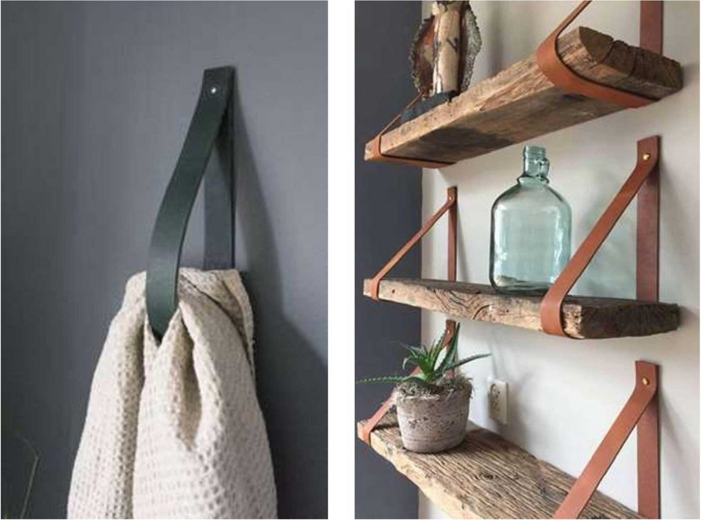 Crafted Leather & Lifestyle Wandregalhalter Leder, Braun, 2-tlg., 100% Rindsleder von Crafted Leather & Lifestyle