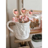 Mini Holzlöffel Pfirsich Löffel | Kaffee-Bar-Dekor Peach Decor |Heiße Kakaotafel Dekor von CraftedHiveCulture