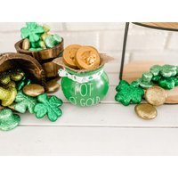 Mini Keramik Dekor, Tiered Tablett Pot O' Gold Keramiktopf, Shamrock Decor, St. Patrick's Day Tablett von CraftedHiveCulture