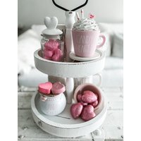 Mini Keramik Set, Tasse & Topf Duo, Valentinstag Dekor, Candy Herzen Faux Valentine Es von CraftedHiveCulture