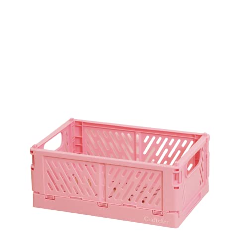 Craftelier - Aufbewahrungs- und Organisationsbox für Scrapbooking- und Bastelmaterial | Faltbares und stapelbares Design | Großes Format - offene Box misst 25 x 16,5 x 9,9 cm - Farbe Rosa von Craftelier