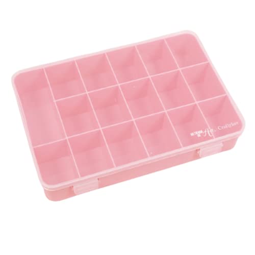 Craftelier - Aufbewahrungsbox mit 17 Fächern für Kartenmaterial, Scrapbooking und Bastelarbeiten | Maße 26,5 x 17,8 x 4,2 cm (10,4" x 7" x 1,65") - Transparent und Pink von Craftelier