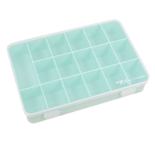 Craftelier - Aufbewahrungsbox mit 17 Fächern für Scrapbooking und Bastelarbeiten | Maße 26,5 x 17,8 x 4,2 cm (10,4" x 7" x 1,65") - Transparent und Türkis von Craftelier