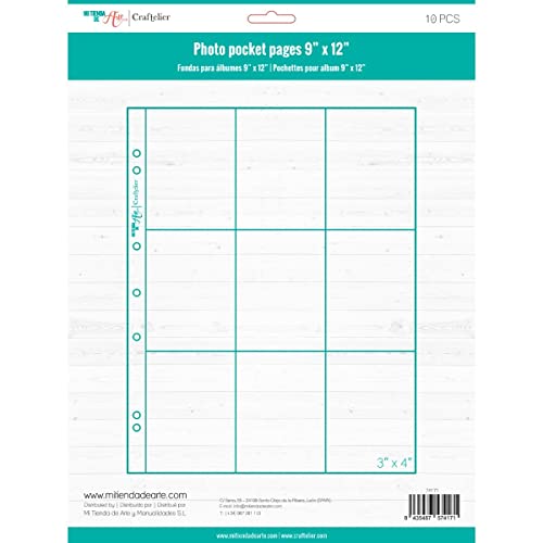 Craftelier - Klarsichthüllen mit 9 Kunststofftaschen für personalisierte Fotoalben | Enthält 10 Hüllen im Format 22,86 x 30,48 cm (9" x 12") | Kompatibel mit 3- und 4-Ring-Alben von Craftelier