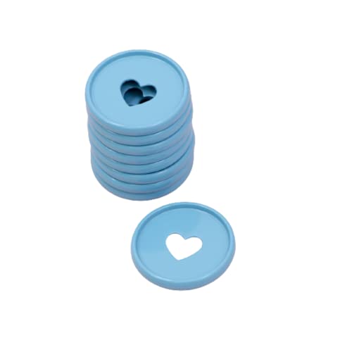 Craftelier - Metallscheiben M-Ringe mit gestanztem Herz für Scrapbooking Einband für Planer, Agenden, Notizbücher oder Alben | Packung mit 9 Stück à 35 mm - Farbe Blau von Craftelier