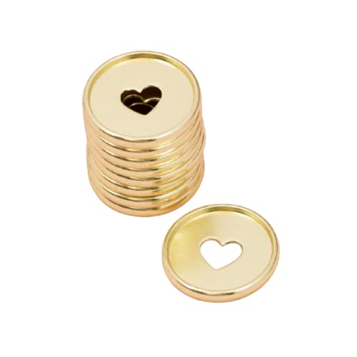 Craftelier - Metallscheiben M-Ringe mit gestanztem Herz für Scrapbooking Einband für Planer, Agenden, Notizbücher oder Alben | Packung mit 9 Stück à 35 mm - Farbe Gold von Craftelier