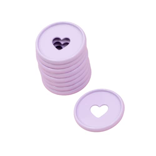 Craftelier - Metallscheiben M-Ringe mit gestanztem Herz für Scrapbooking Einband für Planer, Agenden, Notizbücher oder Alben | Packung mit 9 Stück à 35 mm - Farbe Violett von Craftelier