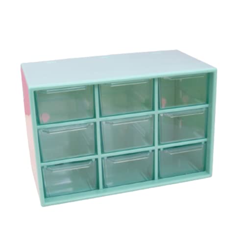 Craftelier - Organizer mit 9 Schubladen zum Organisieren von Scrapbooking und Bastelmaterial | Türkis und Transparent - Organiser Größe 18 x 9,8 x 11,8 cm und Schubladen Größe 5 x 3 x 8 x 8 cm von Craftelier