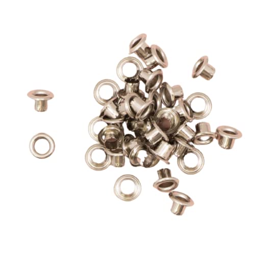 Craftelier - Packung mit 40 Basic Metallic-Ösen Ideal für Scrapbooking | Gültig für verschiedene Materialien | Größe ca. Innendurchmesser 5 mm und Außendurchmesser 8 mm - Silber von Craftelier