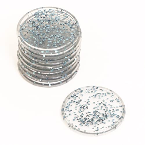 Craftelier - Plastik Glitter Scheiben Ringe L für Scrapbooking Bindung für Planer, Agenden, Notizbücher oder Alben | Packung mit 9 Stück 45mm Durchmesser - Glitter Blau Farbe von Craftelier