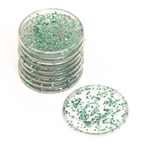 Craftelier - Plastik Glitter Scheiben Ringe L für Scrapbooking Bindung für Planer, Agenden, Notizbücher oder Alben | Packung mit 9 Stück 45mm Durchmesser - Glitter Türkis Farbe von Craftelier