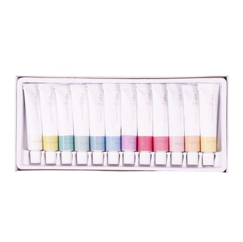 Craftelier - Set mit 12 Acryltuben in Pastellfarben | Wasserbeständig nach dem Trocknen | Holzflächen, Leinwand, Papier, Leder und Stoff | Menge 12 ml von Craftelier