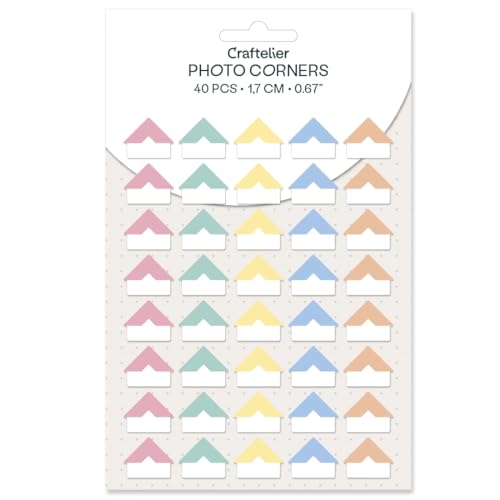 Craftelier - Set von 40 selbstadhäsiven Ecken | Ideal zu platzieren, zu dekorieren und zu schützen, Fotos | Frei von Säuren und Ligninen | Ungefähre Größe 1,7 cm (0,67 ") - Pastel von Craftelier