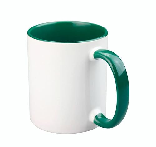 Craftelier - Taza de Cerámica con Asa para Sublimación - Resultados Permanentes | Apto para Lavavajillas y Microondas | Capacidad: 350 ml - Tamaño: 8 x 9,5 cm | Color Blanco con Interior en Verde Oscu von Craftelier