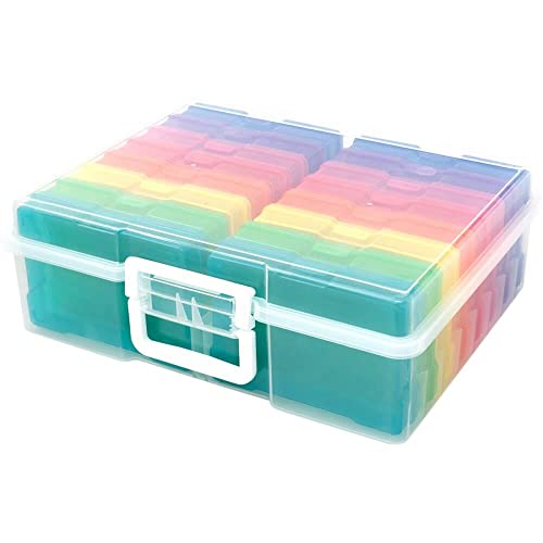 Craftelier - Tragbare transparente Aufbewahrungsbox mit 16 durchsichtigen Miniboxen für Scrapbooking-Materialien und andere Bastelarbeiten | Größe: ca. 38,10 x 32,30 x 12,70 cm von Craftelier